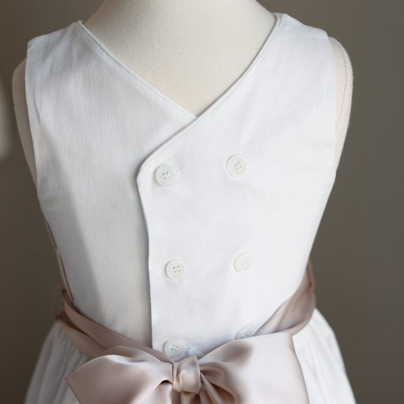 GORGEOUS White Linen Dress Champagne Satin Sash Bailey Boys NEW WITH TAGS - Picture 3 of 8
